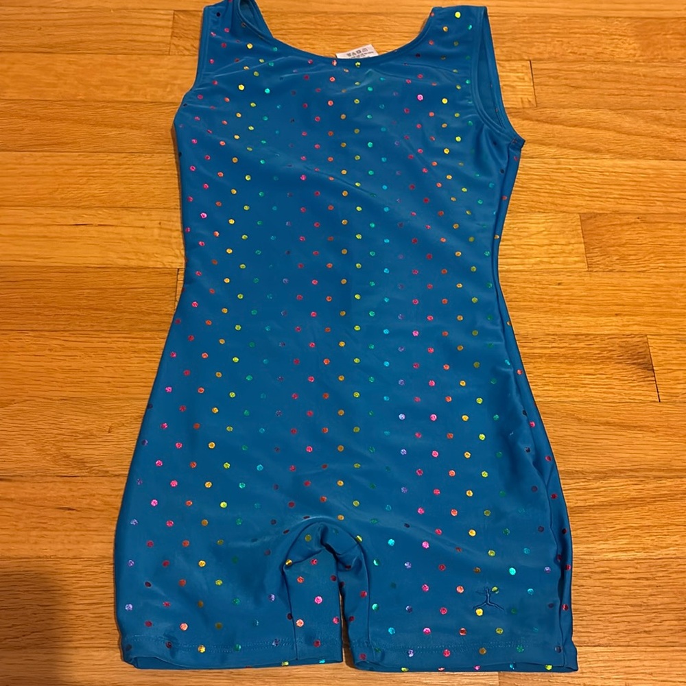 Blue polkadot, gymnastics, leotard